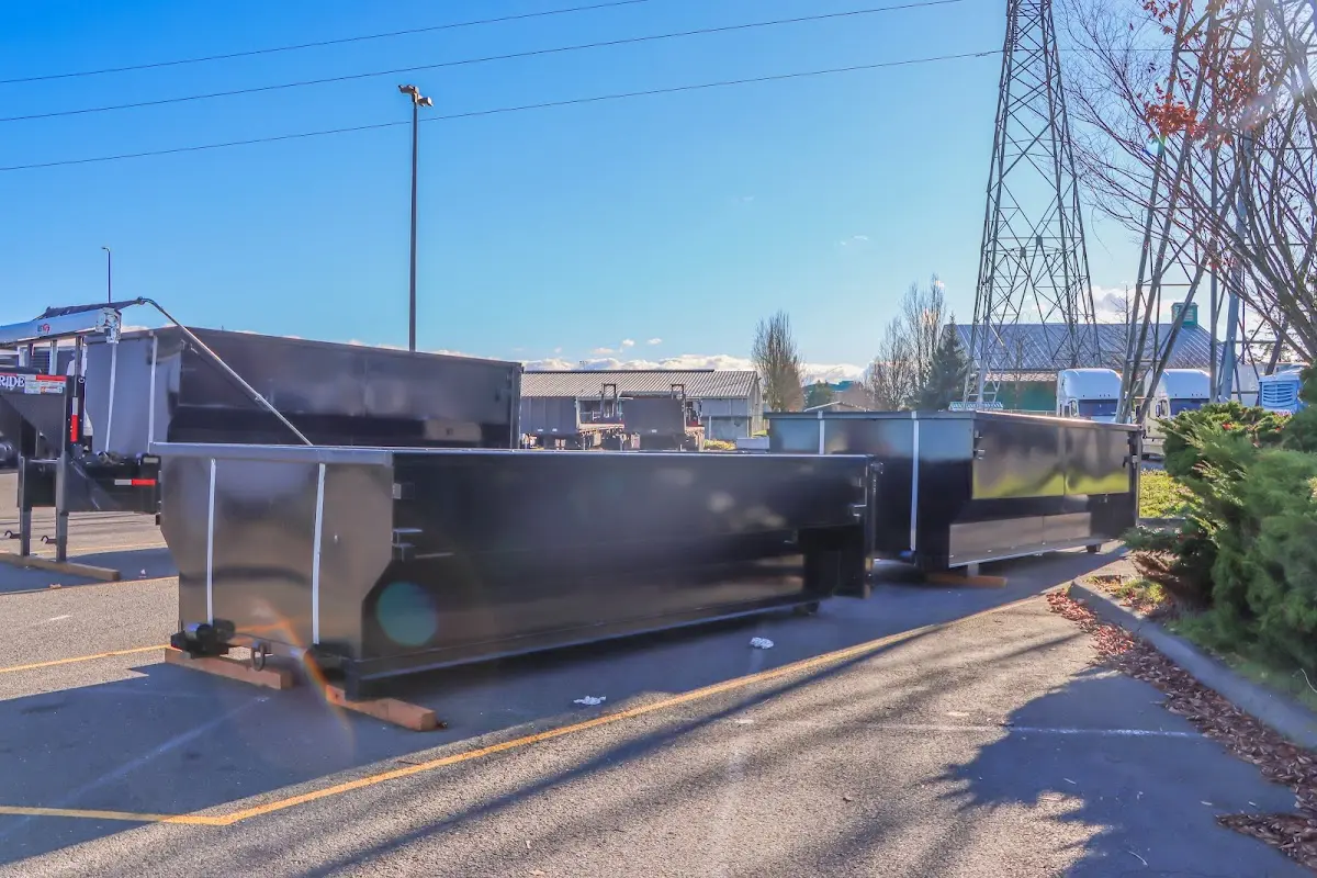 Roll-off dumpster ready for waste disposal at job site for Commercial Dumpster Rental in Elizabethtown